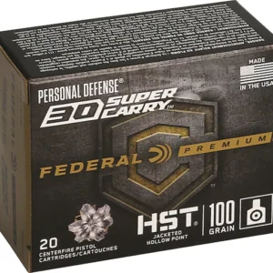 Federal Premium Personal Defense Ammunition 30 Super Carry 100 Grain HST Jacketed Hollow Point Box of 20