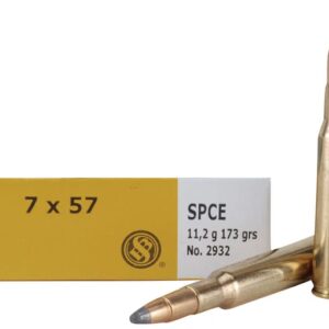 Sellier & Bellot Ammunition 7x57mm Mauser (7mm Mauser) 173 Grain Soft Point Cutted Edge Box of 20