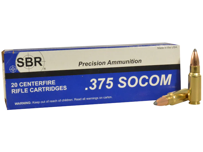 SBR Ammunition 375 SOCOM 250 Grain Sierra Spitzer Boat Tail Box of 20