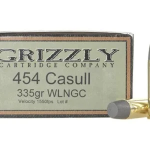 Grizzly Ammunition 454 Casull 335 Grain Cast Performance Lead Wide Flat Nose Gas Check Box of 20