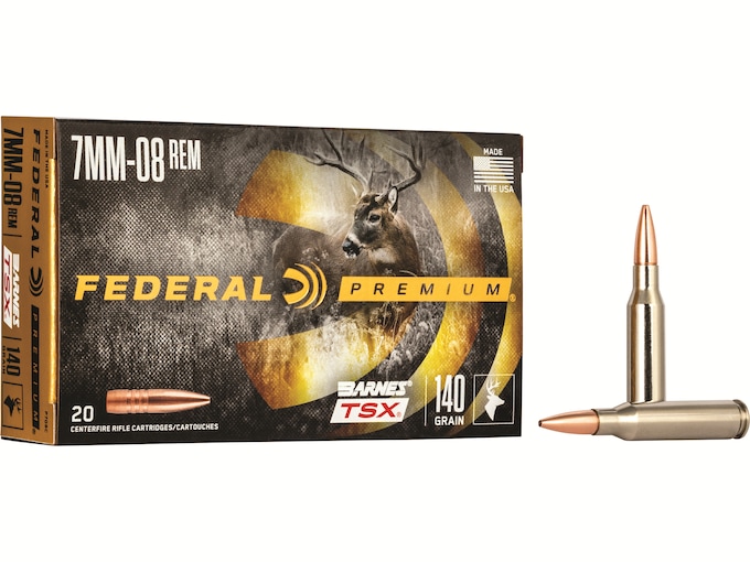 Federal Premium Ammunition 7mm-08 Remington 140 Grain Barnes TSX Hollow Point Lead-Free Box of 20