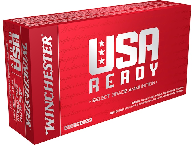 Winchester USA Ready Ammunition 45 ACP 230 Grain Full Metal Jacket Flat Nose