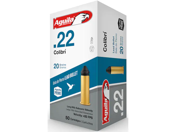 Aguila Colibri Ammunition 22 Long Rifle 20 Grain Solid Point