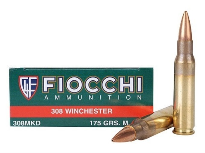 Fiocchi Exacta Ammunition 308 Winchester 175 Grain Sierra MatchKing Hollow Point Box of 20