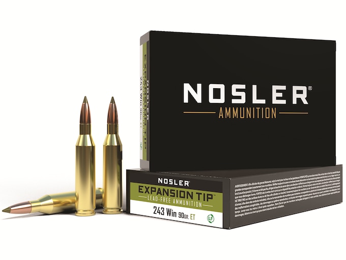 Nosler E-Tip Ammunition 243 Winchester 90 Grain E-Tip Lead-Free Box of 20