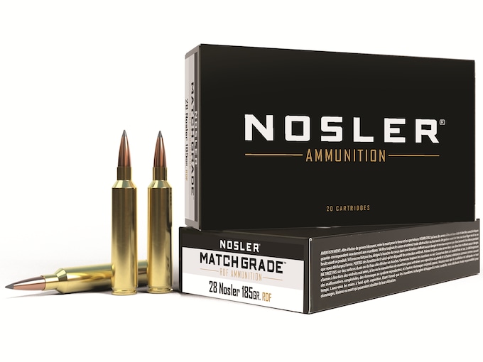 Nosler Match Grade Ammunition 28 Nosler 185 Grain RDF Hollow Point Boat Tail Box of 20