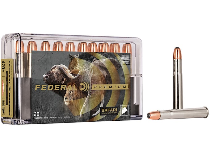 Federal Premium Safari Ammunition 470 Nitro Express 500 Grain Swift A-Frame Soft Point Box of 20