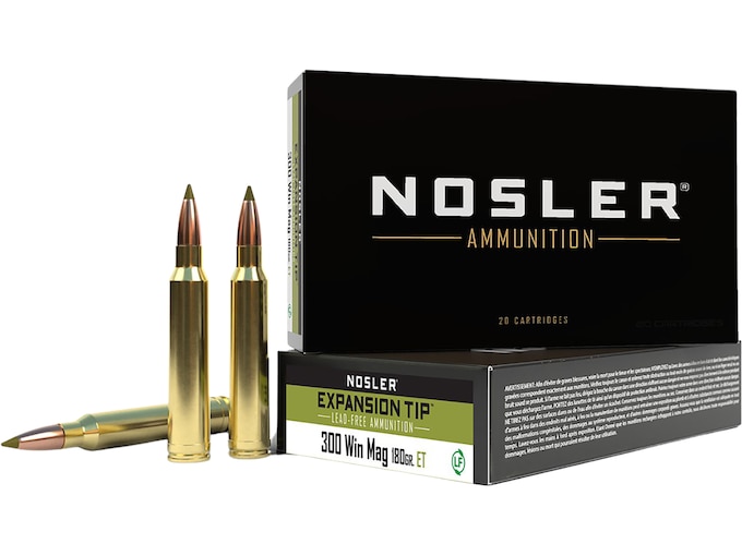 Nosler E-Tip Ammunition 300 Winchester Magnum 180 Grain E-Tip Lead-Free Box of 20