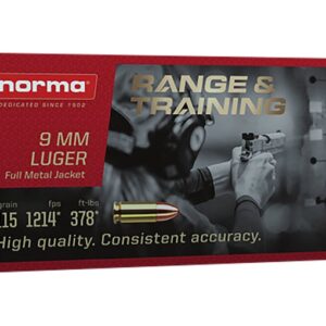Norma Range & Training Ammunition 9mm Luger 115 Grain Full Metal Jacket