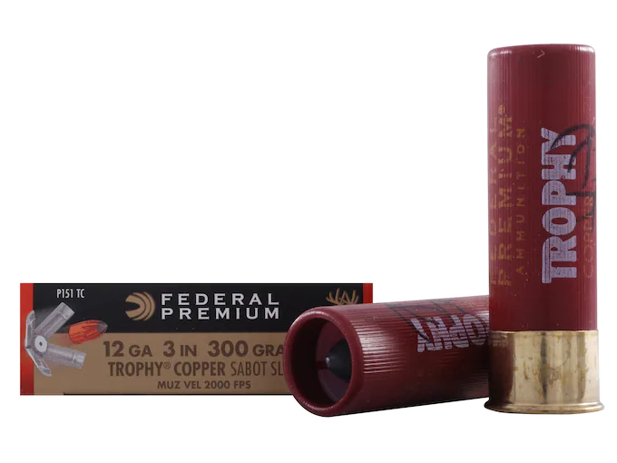 Federal Premium Vital-Shok Ammunition 12 Gauge 3" 300 Grain Trophy Copper Tipped Sabot Slug Lead-Free Box of 5