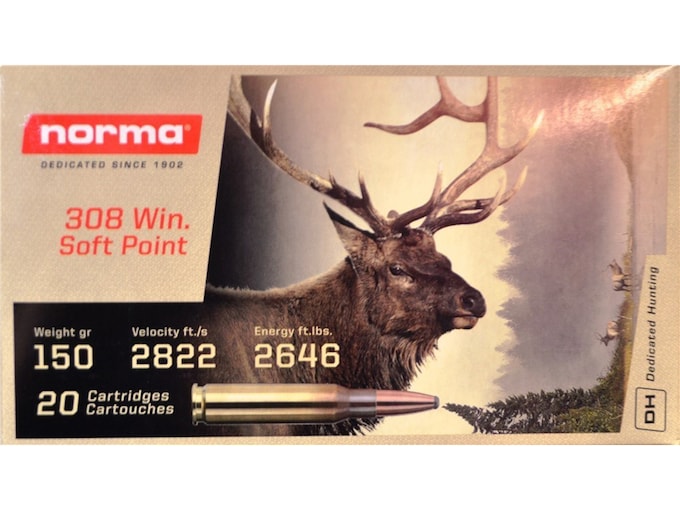 Norma Ammunition 308 Winchester 150 Grain Jacketed Soft Point Box of 20