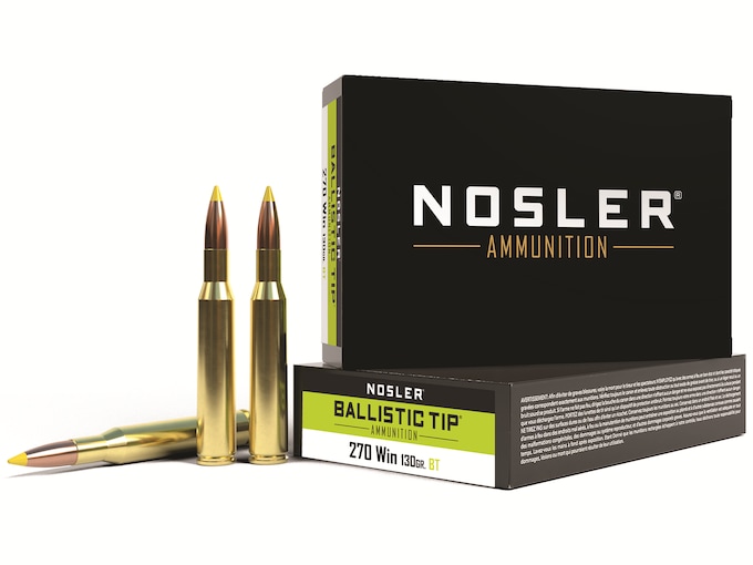 Nosler BT Ammunition 270 Winchester 130 Grain Ballistic Tip Box of 20
