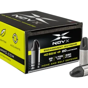 NovX Engagement Extreme Self-Defense Ammunition 40 S&W +P 88 Grain Fluted Lead Free Box of 20