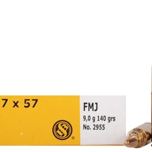 Sellier & Bellot Ammunition 7x57mm Mauser (7mm Mauser) 140 Grain Full Metal Jacket Box of 20