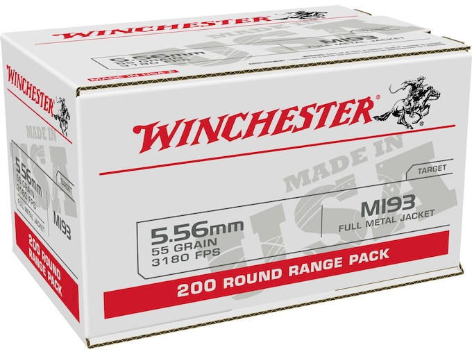 Winchester USA Ammunition 5.56x45mm NATO 55 Grain M193 Full Metal Jacket Value Pack