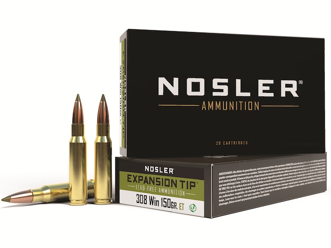 Nosler E-Tip Ammunition 308 Winchester 150 Grain E-Tip Lead-Free Box of 20