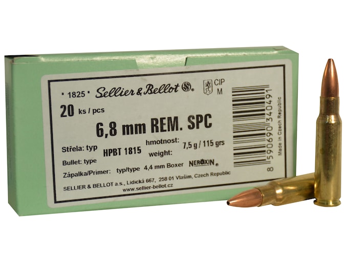Sellier and Bellot Ammunition 6.8 Remington SPC 115 Grain Sierra MatchKing Hollow Point Boat Tail