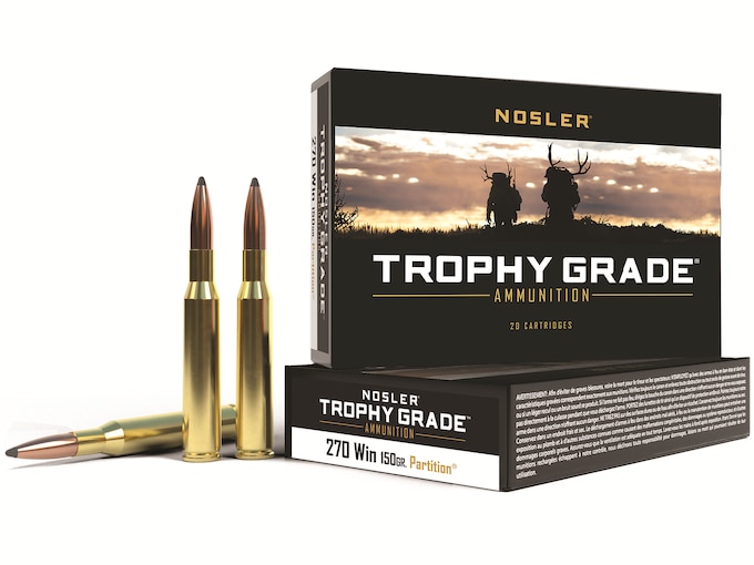 Nosler Trophy Grade Ammunition 270 Winchester 150 Grain Partition Box of 20