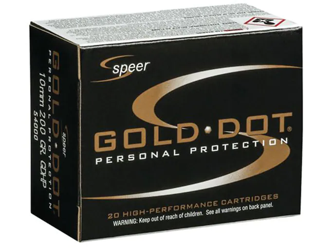 Speer Gold Dot Ammunition 10mm Auto 200 Grain Jacketed Hollow Point