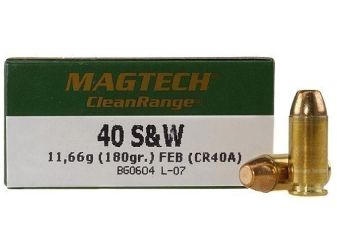 Magtech Clean Range Ammunition 40 S&W 180 Grain Encapsulated Flat Nose Box of 50