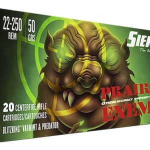 Sierra Prairie Enemy Ammunition 22-250 Remington 50 Grain BlitzKing Polymer Tip Box of 20