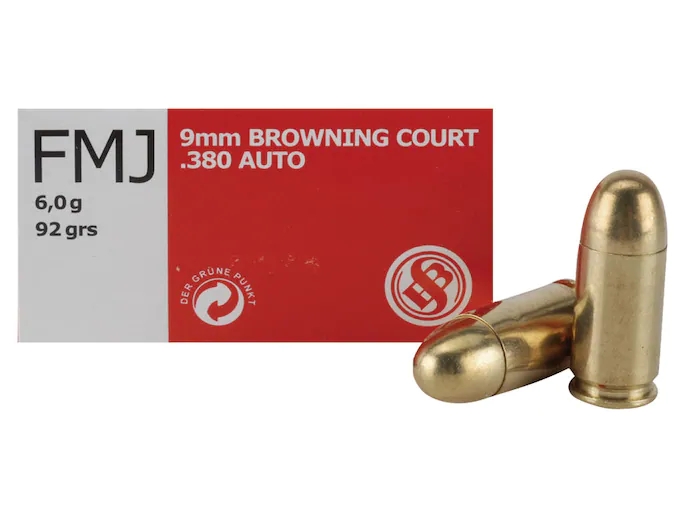 Sellier & Bellot Ammunition 380 ACP 92 Grain Full Metal Jacket Box of 50