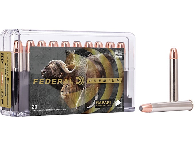 Federal Premium Safari Ammunition 500 Nitro Express 3" 570 Grain Swift A-Frame Soft Point Box of 20