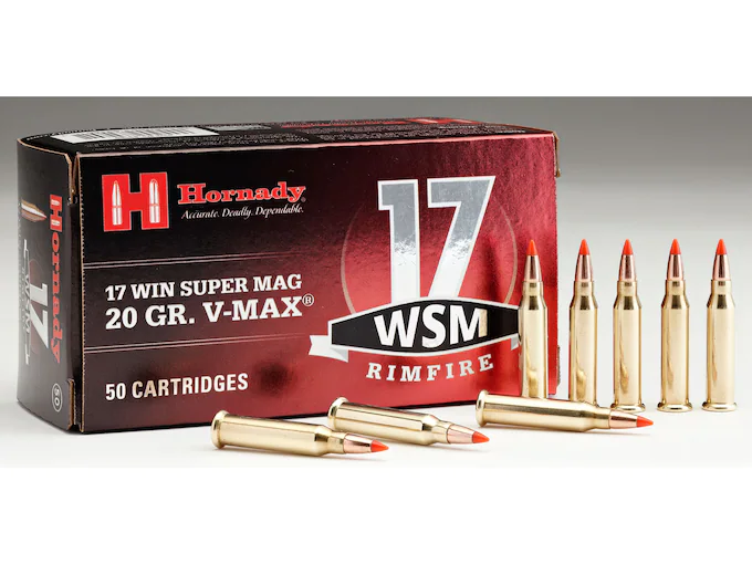 Hornady Ammunition 17 Winchester Super Magnum 20 Grain V-MAX Polymer Tip Box of 50