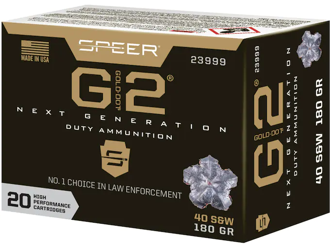 Speer Gold Dot G2 Ammunition 40 S&W 180 Grain Jacketed Hollow Point Box of 20