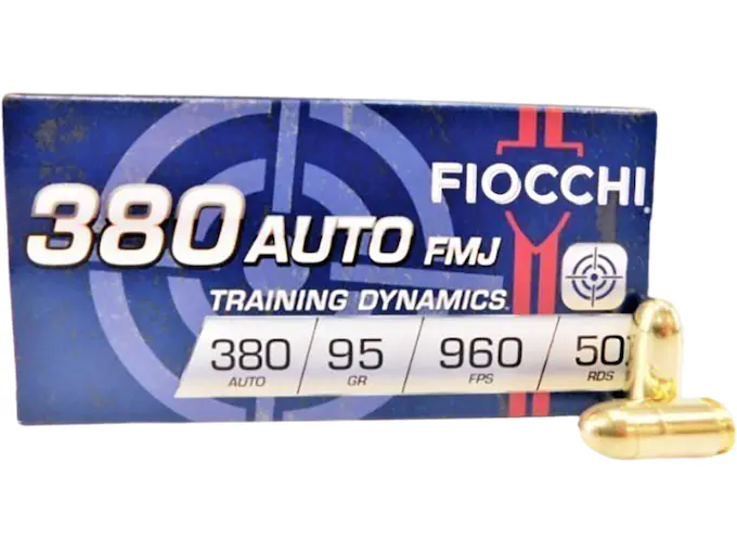 Fiocchi Training Dynamics Ammunition 380 ACP 95 Grain Full Metal Jacket Box of 50