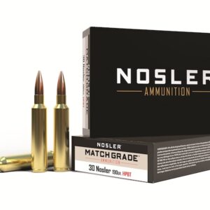 Nosler Match Grade Ammunition 30 Nosler 190 Grain Custom Competition Hollow Point Boat Tail Box of 20