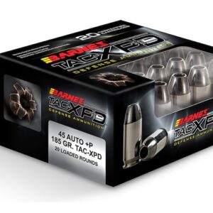Barnes TAC-XPD Ammunition 45 ACP +P 185 Grain TAC-XP Hollow Point Lead-Free Box of 20