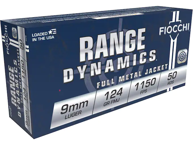 Fiocchi Range Dynamics Ammunition 9mm Luger 124 Grain Full Metal Jacket