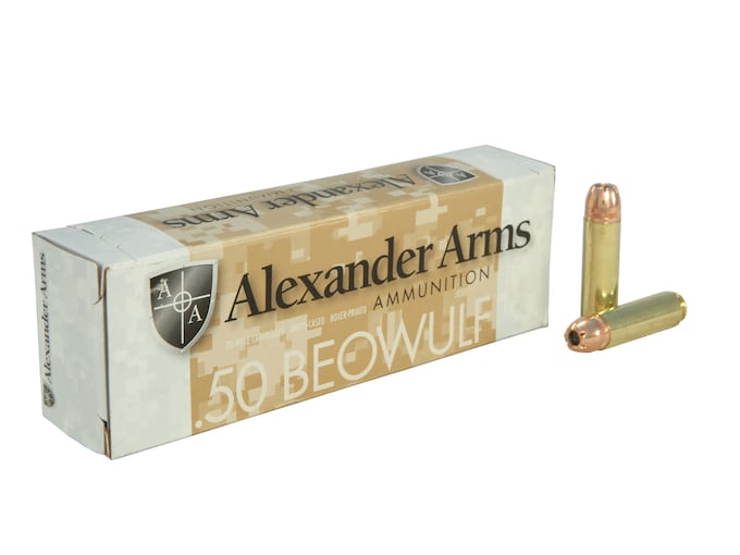 Alexander Arms Ammunition 50 Beowulf 350 Grain Hornady XTP Jacketed Hollow Point Box of 20